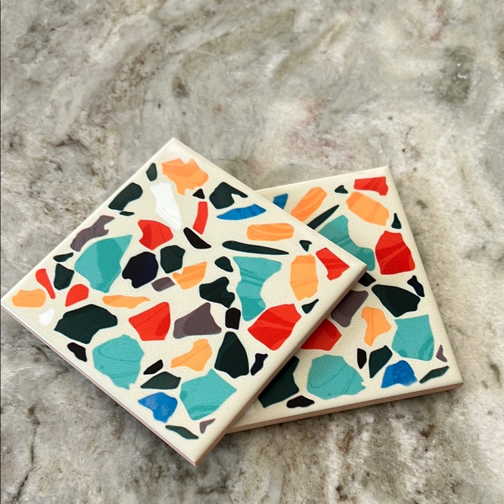 Colorful Terrazzo/ Mexican Theme Drink Coasters
